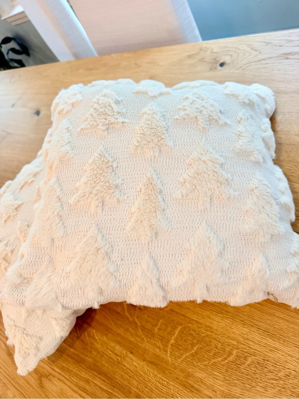Neutral Cream tree Textured Holiday Throw Pillow - Set of 2 - holiday
